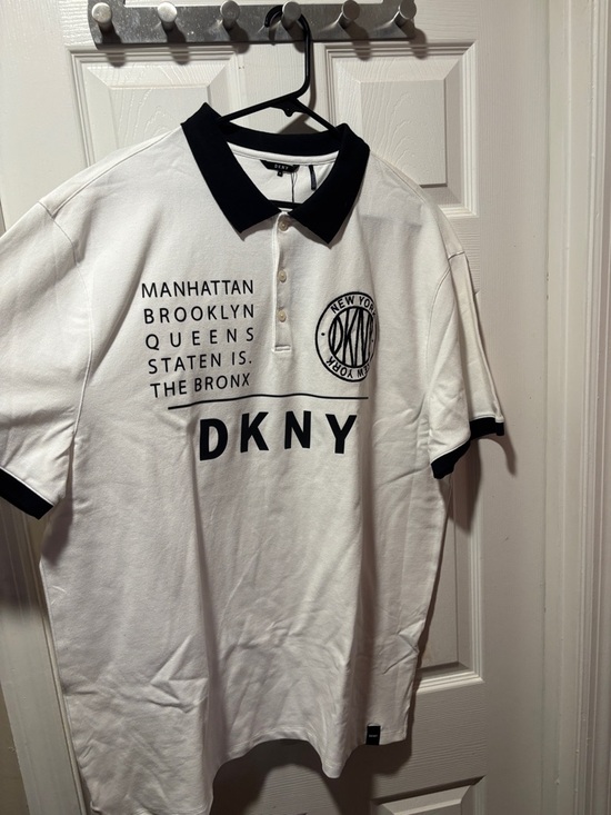 Dkny Other - DKNY White Polo with Black Collar and Sleeve Trim (C1)